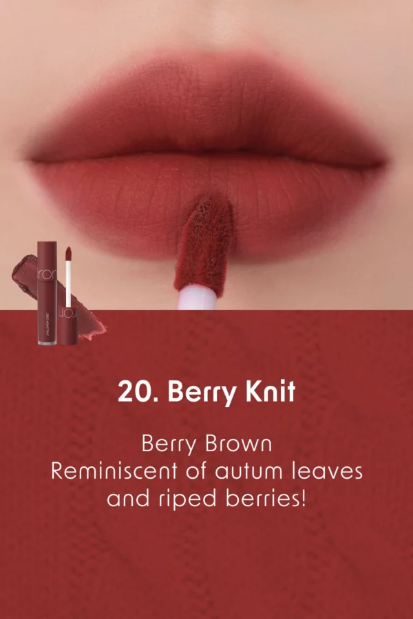 Rom&nd Zero Velvet Tint Autumn Knit Series - 20 Berry Knit (5.5g) - Image 2